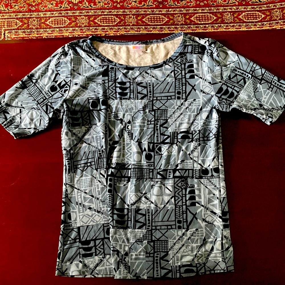 LuLaRoe Large L top blue black soft